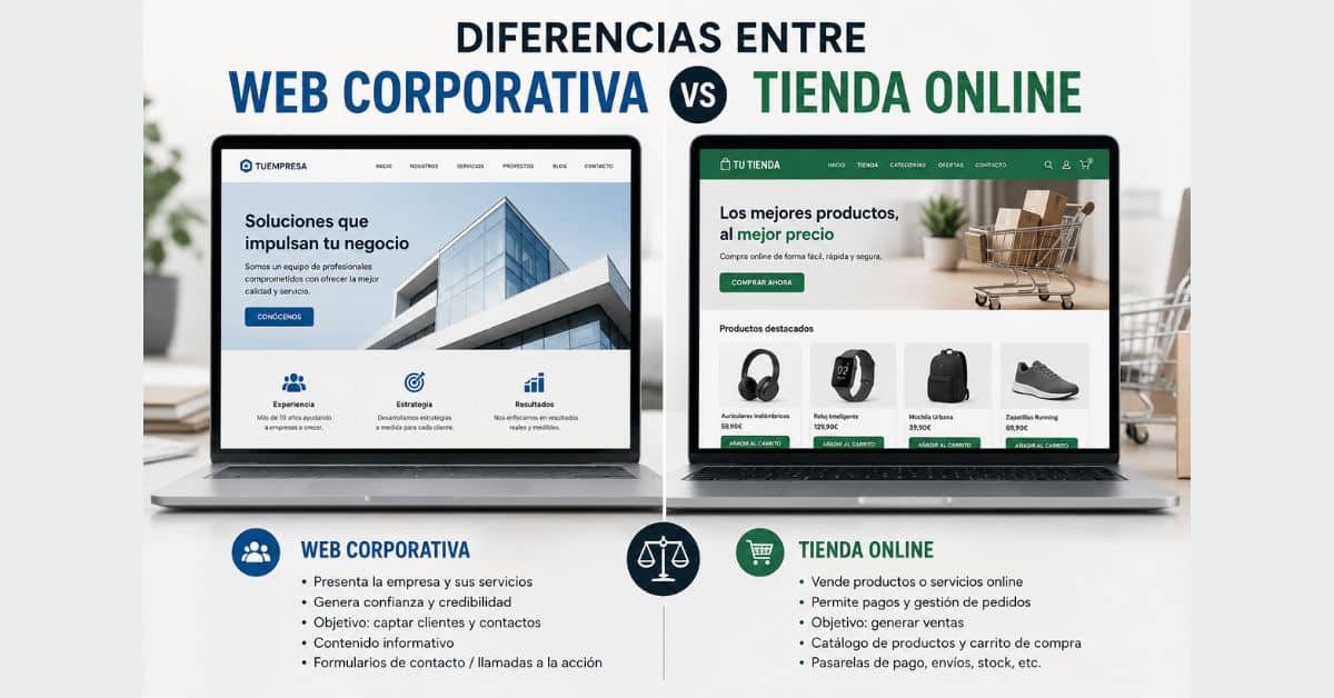 Diferencias entre web corporativa y tienda online