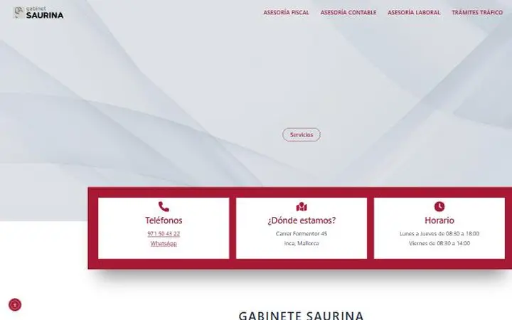 Portada de la web de Gabinete Saurina