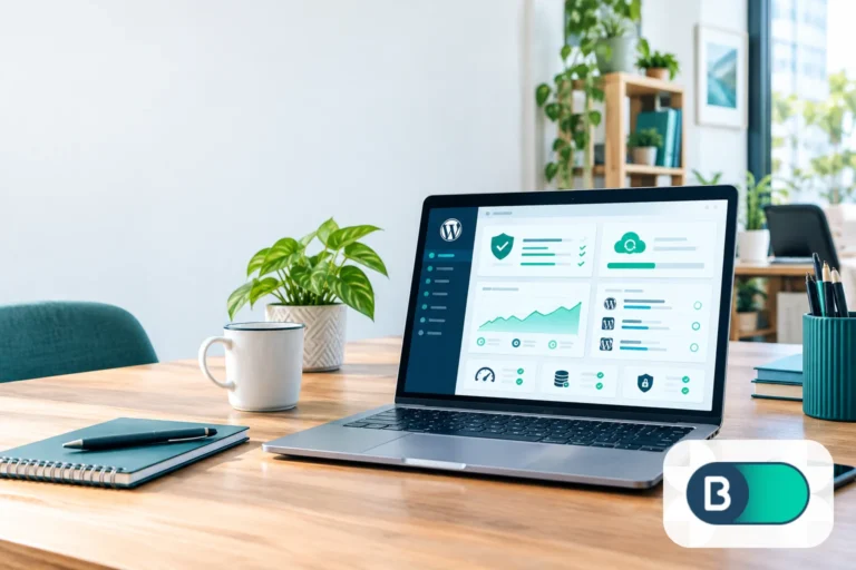 Revisión de mantenimiento mensual de una web WordPress en un portátil
