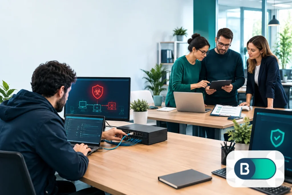 Equipo de una pyme revisando medidas de prevención y respuesta ante un ataque de ransomware
