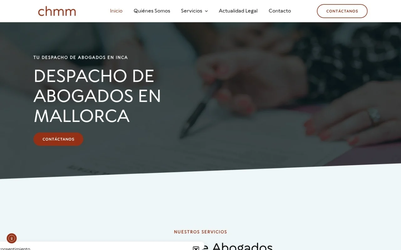 Web de CHMM Abogados vista en ordenador