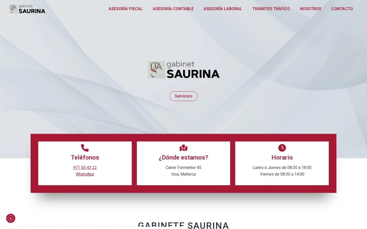 Web de Gabinete Saurina vista en ordenador
