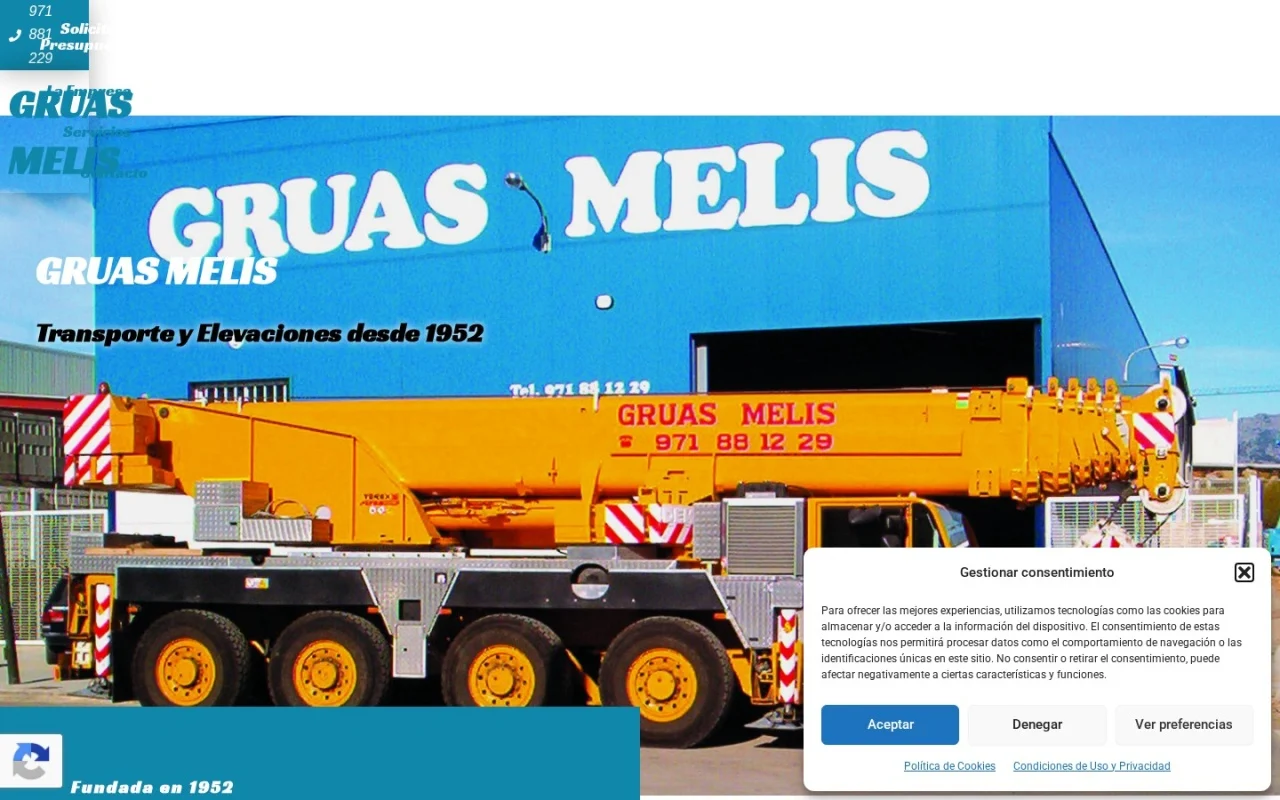 Web de Grúas Melis vista en ordenador