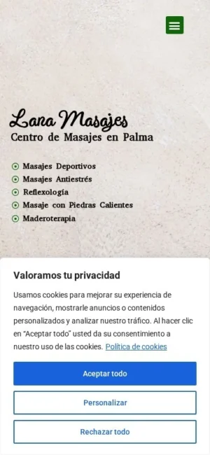 Captura de Lana Masajes Mallorca (móvil)
