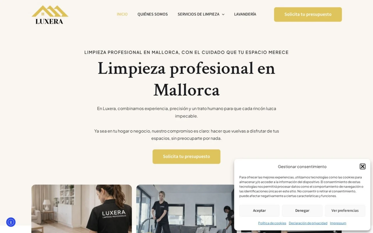 Web de Luxera · Limpieza Balear vista en ordenador
