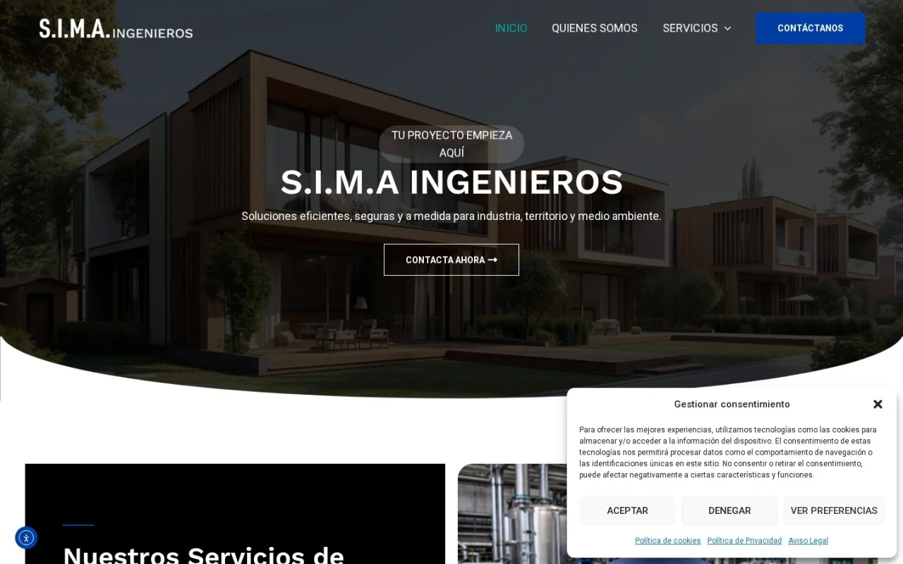 Web de SIMA Ingenieros vista en ordenador