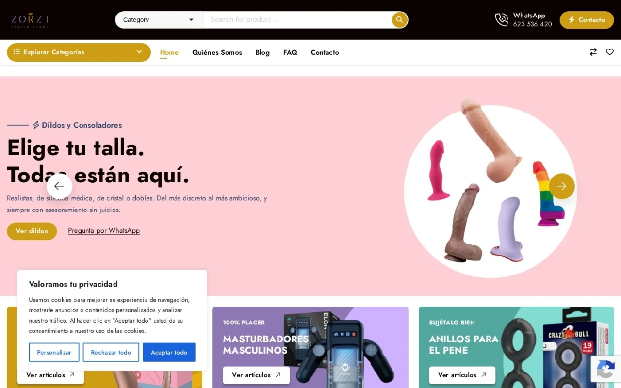 Web de Zorzi Store vista en ordenador